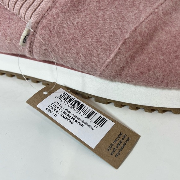 NWT Brand New Size 11 Toms Blush Ballet Pink Felt Flats Slip-On Shoes - Picture 7 of 13